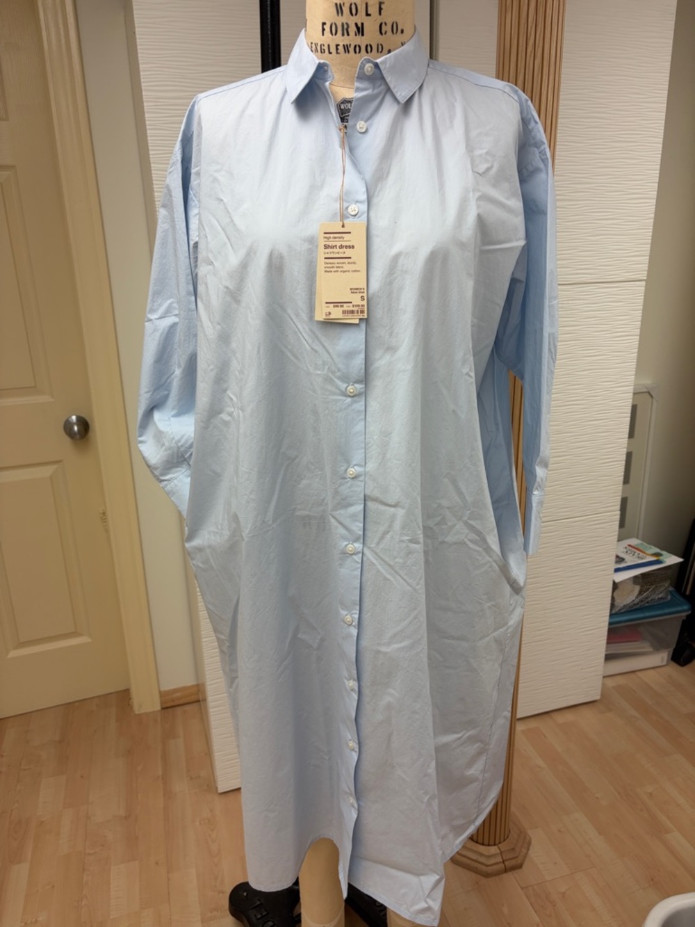 Classic Light Blue women’s Longline Shirt Dress - Relaxed Fit